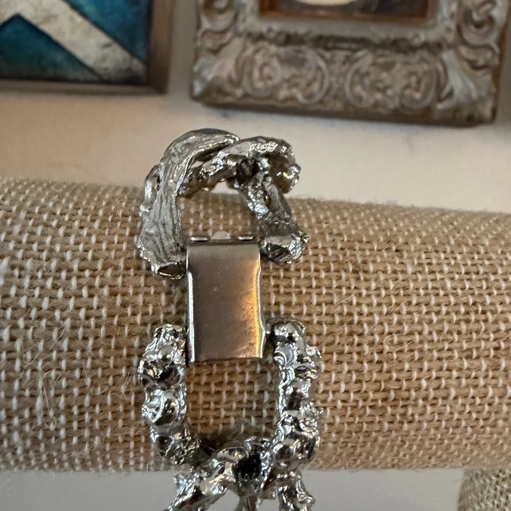 Vintage‎ Modernist Brutalist Chain Bracelet Silver Tone
